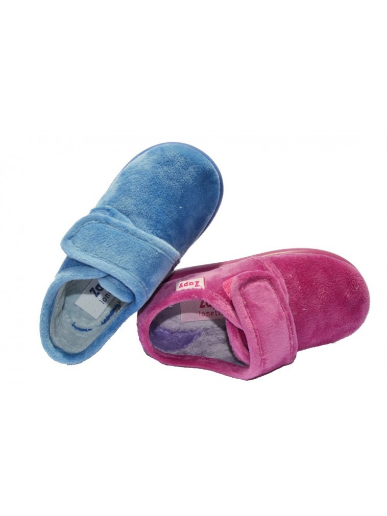 Zapatillas de casa súper cómodas cerradas color rosa con velcro