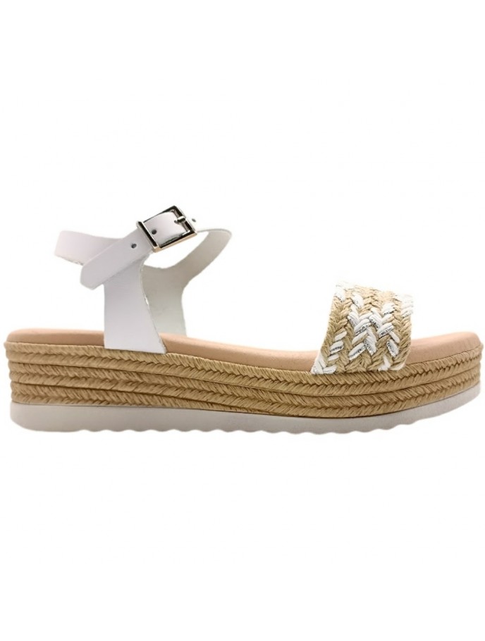 Sandalias de piel con plataforma de yute